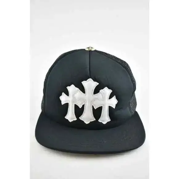 Chrome Hearts Cemetery Trucker Black White 3 Crosses Baseball Cap Snapback Hat